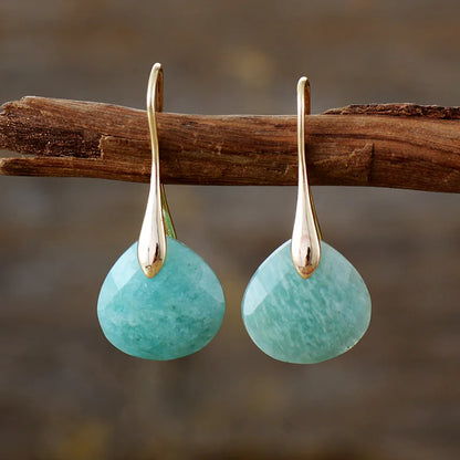 Boucles Margaux — Pierre Turquoise Dorée